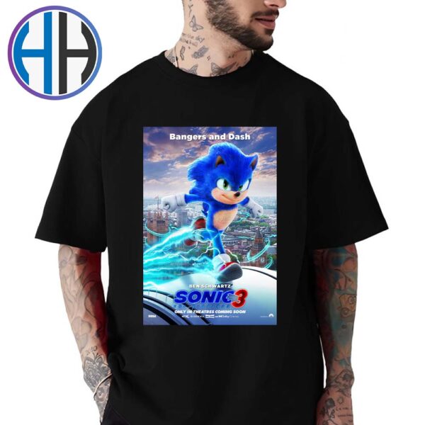 Bangers And Dash Ben Schwartz Character Posters Sonic The Hedgehog 3 Releasing In Theaters On December 20 Unisex T-Shirt