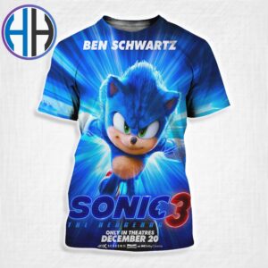 Ben Schwartz As Sonic the Hedgehog Character Posters Sonic The Hedgehog 3 Only In Theatres On December 20 All Over Print Shirt