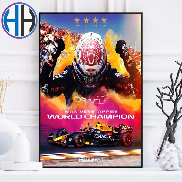 Congrats With Your 4th F1 Championship In A Row Max Verstappen 2024 Home Decor Poster Canvas