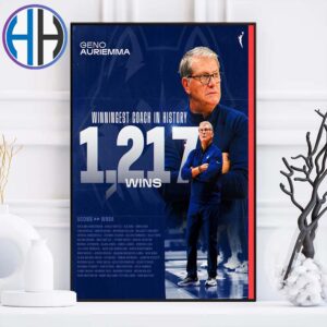 Congratulations To UConn Women’s Basketball Coach Geno Auriemma On Becoming The Winningest Coach In NCAA Basketball History Poster Canvas