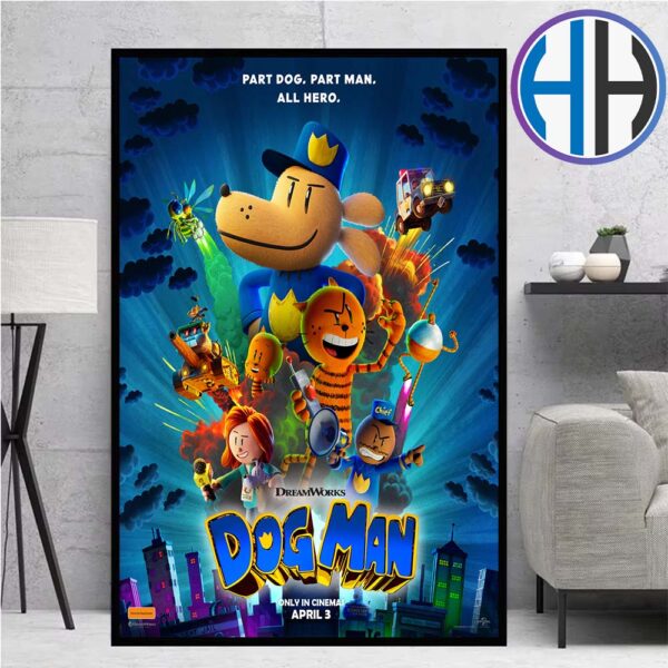 Dog Man Dreamworks New Poster Releasing In Theaters On January 31 Home Decor Poster Canvas