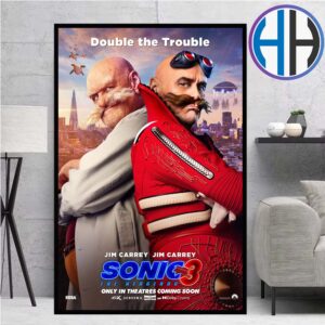 Double The Trouble Jim Carrey And Jim Carrey Character Posters Sonic The Hedgehog 3 In Theaters On December 20 Poster Canvas