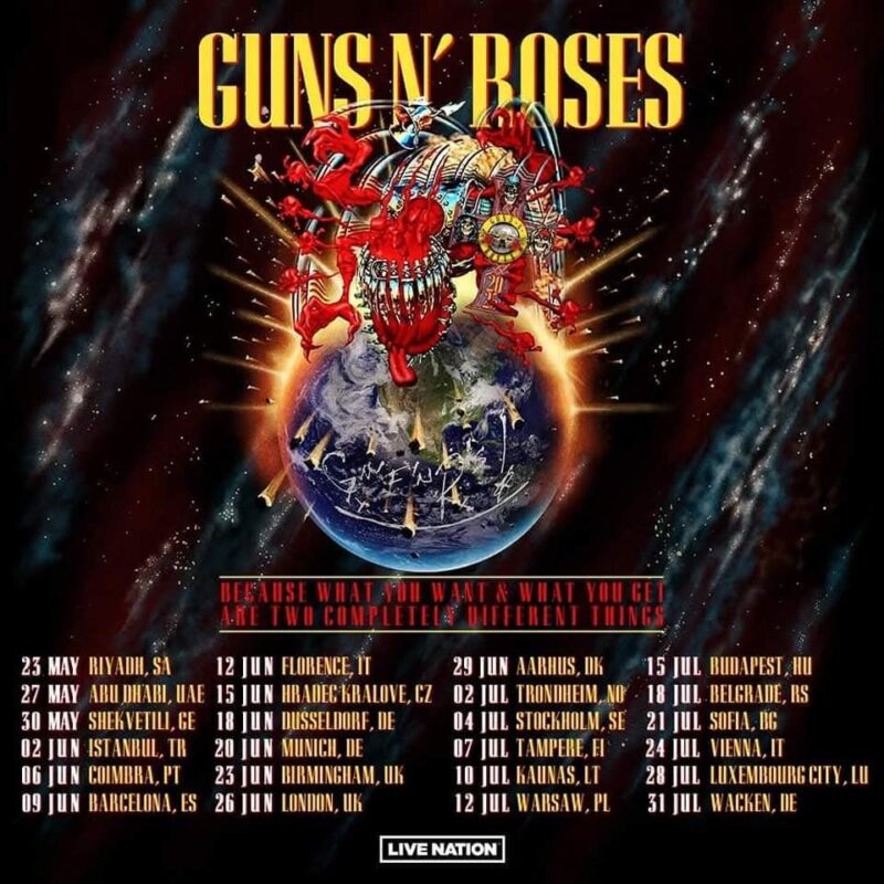 Guns N' Roses 2025 Tour Book Your Tickets Now for Dates in the Middle East & Europe!