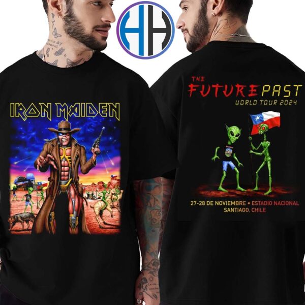 Iron Maiden The Future Past 2024 World Tour Santiago Chile At Estadio Nacional On 27-28 DE Noviembre Two Sides T-Shirt