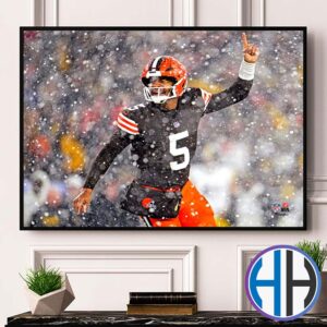 Jameis Winston Week 12 Celebrates In The Snow In Matchup NFL Cleveland Browns Vs Pittsburgh Steel Home Decor Poster Canvas