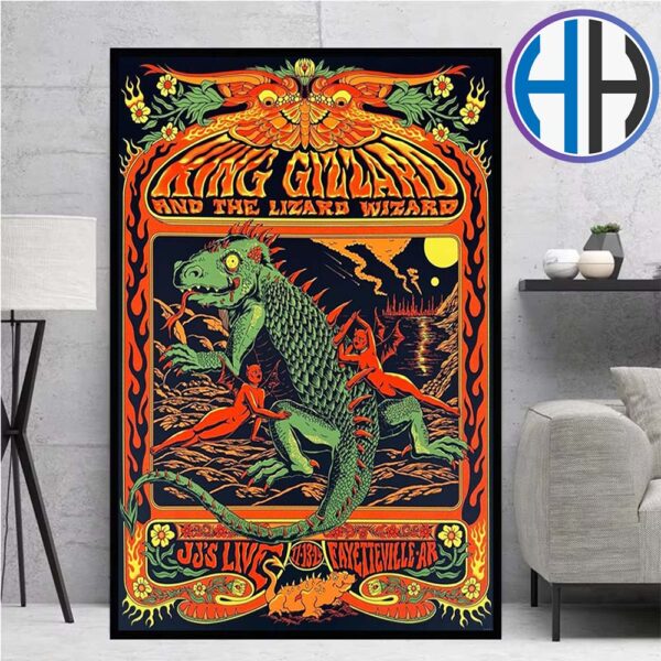 King Gizzard And The Lizard Wizard Concert Poster In Fayetteville Arkansas At JJ’s Live On November 13th 2024 Home Decor Poster Canvas