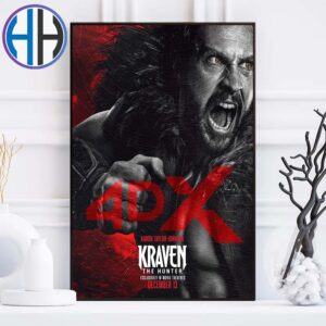 Kraven The Hunter 4DX Official Poster Releasing In Theaters On December 13 Home Decor Poster Canvas