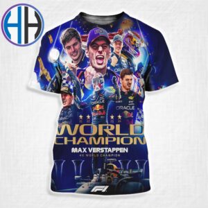 Max Verstappen 4x World Champion F1 With 2024 F1 World Champion All Over Print Shirt