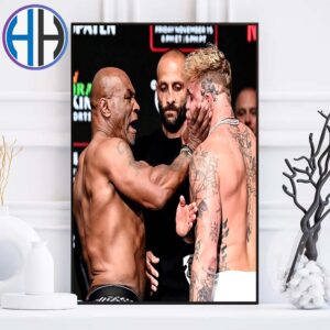 Mike Tyson Slaps Jake Paul During Final Staredown After Both Fighters Weigh In Under 230 Pounds Home Decor Poster Canvas