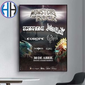 Monsters of Rock Poster For Show In Columbia At Med Plus Colosseum On 30th April 2025 Home Decor Poster Canvas