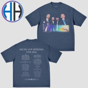 Official Coldplay 2024 Music Of The Spheres Band Photo Tee With World Tour Cities And Dates Two Sides Classic T-Shirt