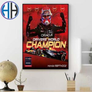 Oracle Red Bull Racing Driver Max Verstappen Wins Fourth Consecutive F1 Drivers World Championship Poster Canvas