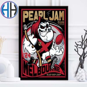 Pearl Jam Melbourne Victoria Australia At Marvel Stadium Event Poster Night 2 On November 18th 2024 Art By Rhys Cooper Poster Canvas