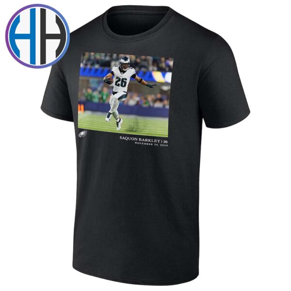 Saquon Barkley Flash Features Week 12 Sets Franchise Single Game Rushing Record NFL Philadelphia Eagles Classic T-Shirt