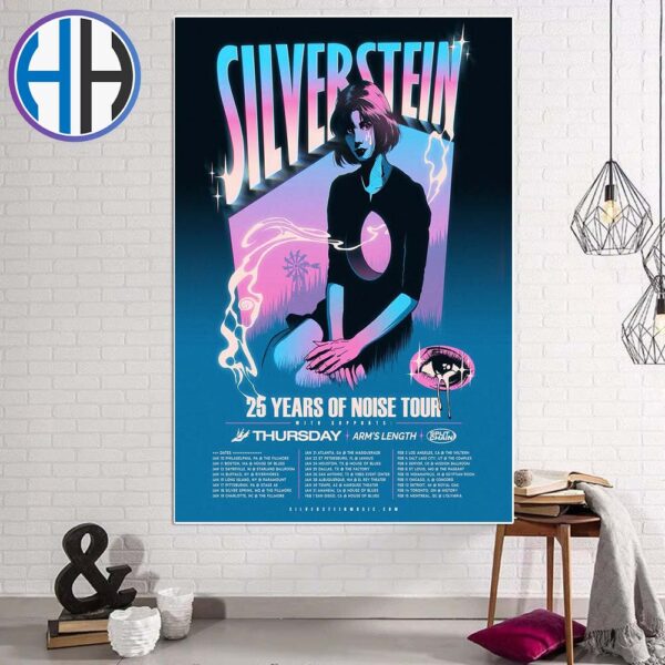 Silverstein 25 Years Of Noise Tour 2025 With Supports Thursday And Split Chain List Tour 2025 Home Decor Poster Canvas