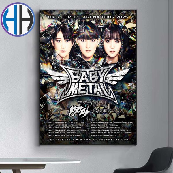 Babymetal UK And Europe Arena Tour 2025 Tour Dates List Home Decor Poster Canvas