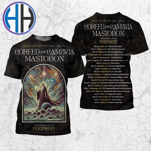 Coheed And Cambria And Mastodon Announce The Infinite Arc Tour 2025 With Special Guests Periphery Schedule List Date Tour 2025 All Over Print Shirt