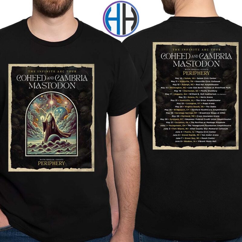 Coheed And Cambria And Mastodon Announce The Infinite Arc Tour 2025 With Special Guests Periphery Schedule List Date Tour 2025 Two Sides T Shirt