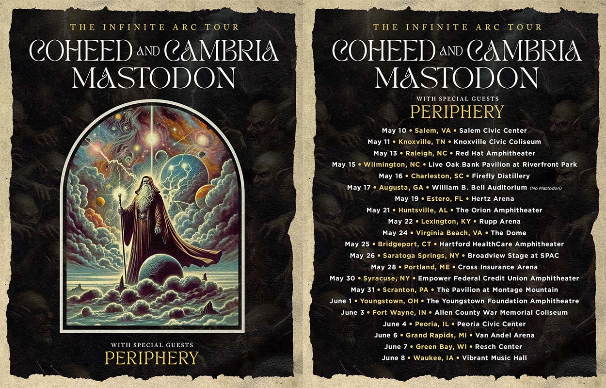 Coheed and Cambria & Mastodon Announcing 'The Infinite Arc Tour' 2025 – Full Schedule Revealed & Ticket Purchase Information!