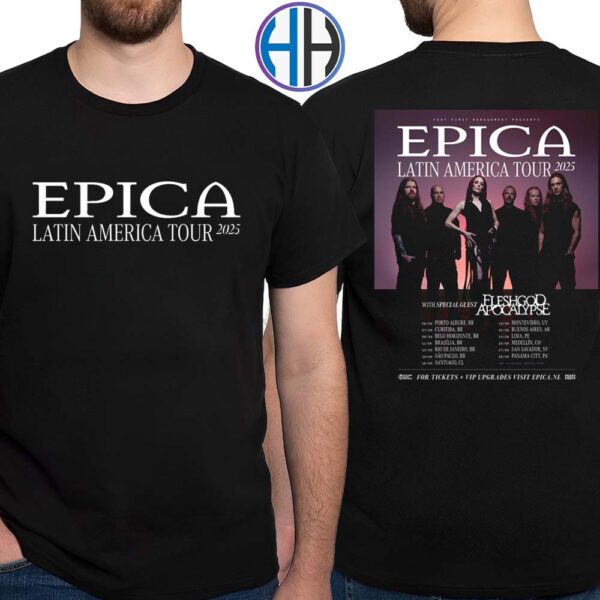 Epica Latin America Tour 2025 With Special Guest Fleshgod Apocalypse Schedule List Date Tour Two Sides Print Classic T-Shirt