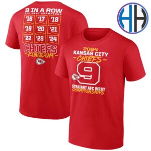 Kansas City Chiefs 9 In A Row Nine-Straight 2024 AFC West Division Champions Two Sides Print Classic T-Shirt