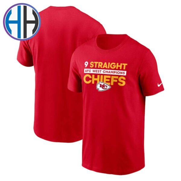 Kansas City Chiefs x Nike 9 Straight Nine-Straight AFC West Division Champions Vintage T-Shirt