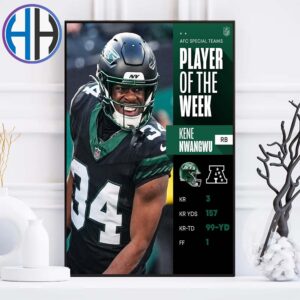 Kene Nwangwu Team New York Jets Has Been Named The American Football Conference Offensive Player Of The Week Poster Canvas