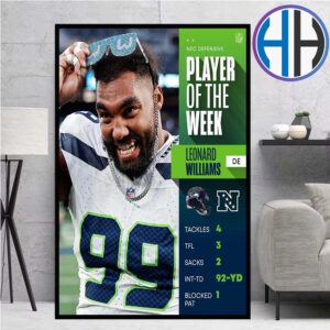 Leonard Williams Team Seattle Seahawks Has Been Named The NFC Players Of The Week Poster Canvas