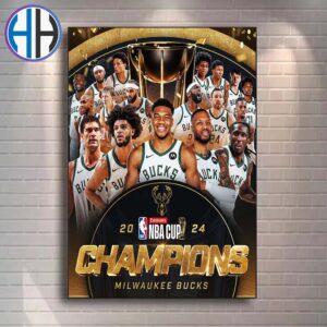 Milwaukee Bucks React To Winning The 2024 Emirates NBA Cup Champions Home Decor Poster Canvas