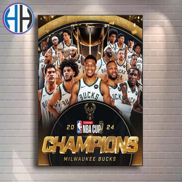 Milwaukee Bucks React To Winning The 2024 Emirates NBA Cup Champions Home Decor Poster Canvas