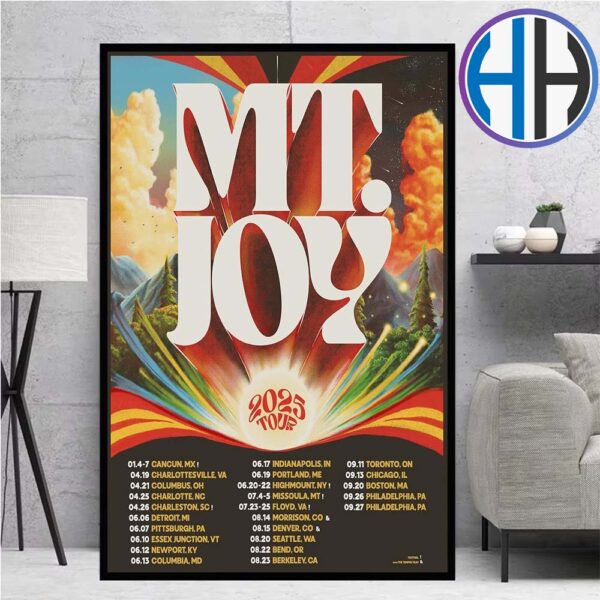 Mt Joy 2025 Summer Tour Schedule List Dates Start In Cancun MX On Jan 4-Jan 7 Home Decor Poster Canvas