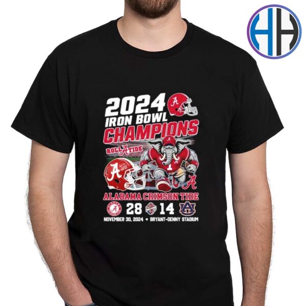 Official Iron Bowl 2024 Bowl Champions Roll Tide Alabama Crimson Tide 28-14 Auburn Classic T-Shirt