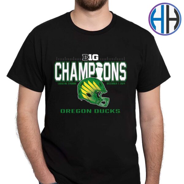 Official Oregon Ducks Football 2024 Big Ten Football Conference Champions Locker Room Black Vintage T-Shirt