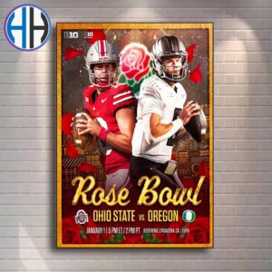 Oregon Ducks Vs Ohio State Buckeyes Matchup 2025 Rose Bowl Game NCAA College Football Playoff Quarterfinal On January 1 2025 Home Decor Poster Canvas