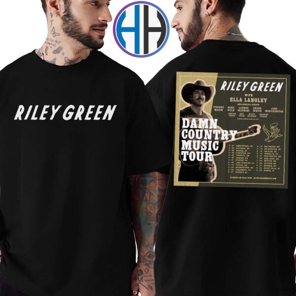 Riley Green Damn Country Music Tour 2025 Schedule List Dates Start In Abbotsford BC On March 27 Two Sides Print T-Shirt