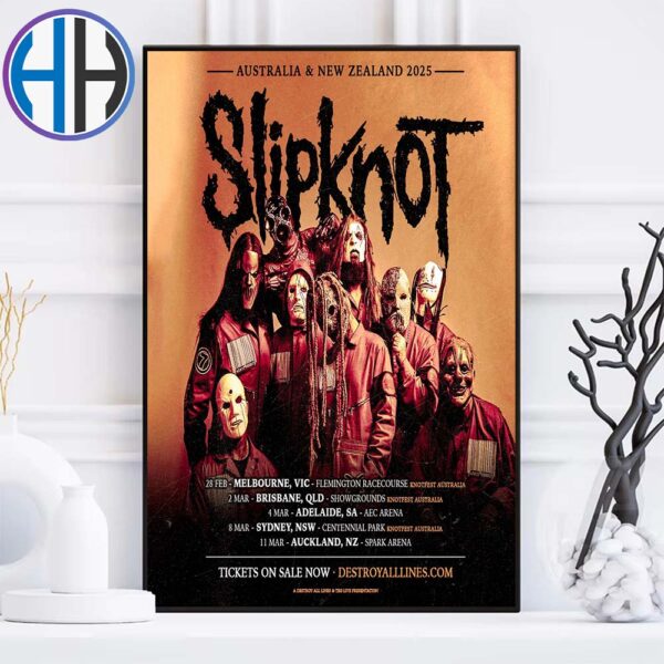 Slipknot Australia And New Zealand 2025 Schedule List Date Home Decor Poster Canvas