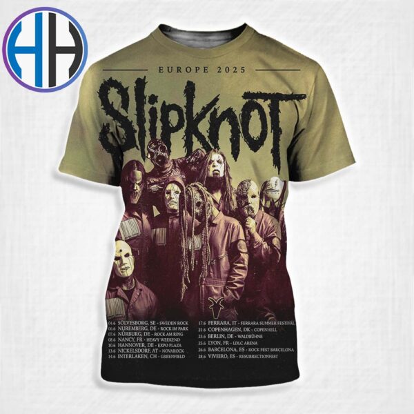 Slipknot Europe 2025 Schedule List Date All Over Print Shirt