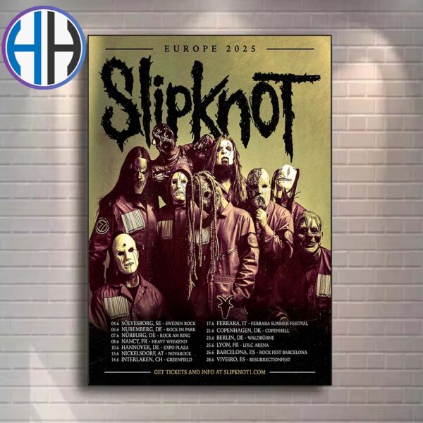 Slipknot Europe 2025 Schedule List Date Home Decor Poster Canvas