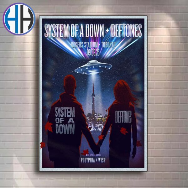 System Of A Down And Deftones With Special Guests Polyphia And Wisp Poster For Show At Rogers Stadium In Toronto On September 3 2025 Poster Canvas