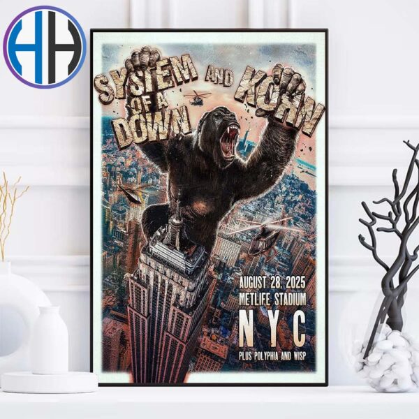 System Of A Down And Korn With Special Guests Polyphia And Wisp Poster For Show At MetLife Stadium NYC On August 28 2025 Home Decor Poster Canvas