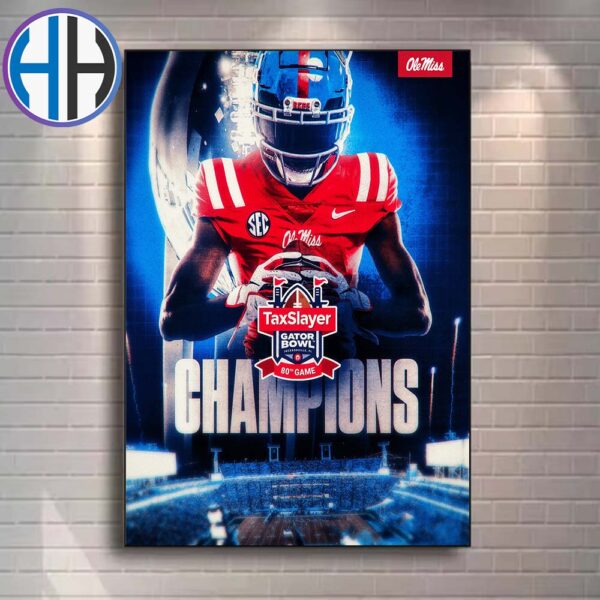 2025 TaxSlayer Gator Bowl Champions Ole Miss Rebels Football NCAA College Football Home Decor Poster Canvas