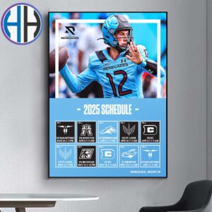 Arlington Renegades Football 2025 UFL Regular-Season Schedule List Home Decor Poster Canvas