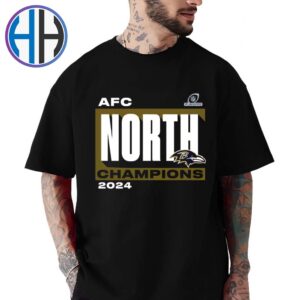 Baltimore Ravens 2024 AFC North Division Champions Conquer Black Unisex T-Shirt