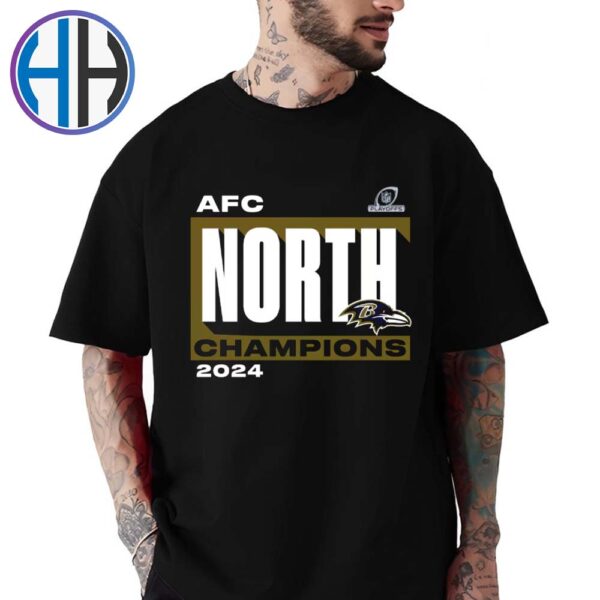 Baltimore Ravens 2024 AFC North Division Champions Conquer Black Unisex T-Shirt