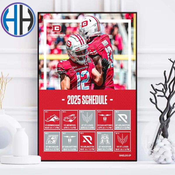 DC Defenders Football 2025 UFL Regular-Season Schedule List Home Decor Poster Canvas