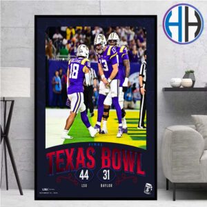 LSU Tigers Football NCAA College Football Season 2024 Champions 2024 Kinders Texas Bowl Winners Home Decor Poster Canvas