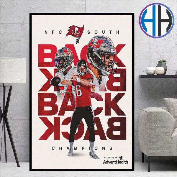 NFL Tampa Bay Buccaneers Back-To-Back NFC South Champions 2024 Home Decor Poster Canvas