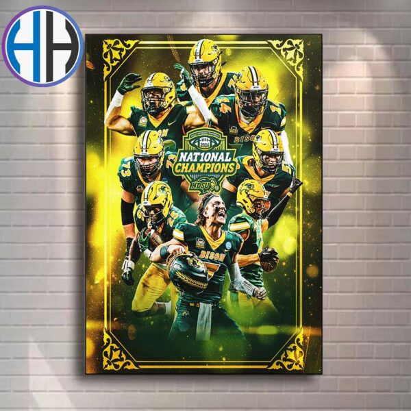 North Dakota State Bison Football Nat10nal Champions 2024-25 NCAA Division I Football Home Decor Poster Canvas