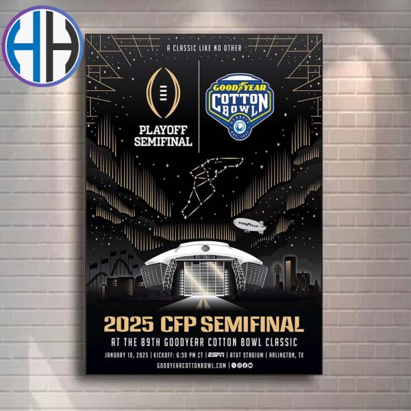 Ohio State Buckeyes Vs Texas Longhorns NCAA CFP Semifinal At The 89th 2025 Goodyear Cotton Bowl Classic On January 10 2025 Poster Canvas